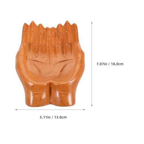 Bandeja multifuncional de madera tallada a mano estética beige 3