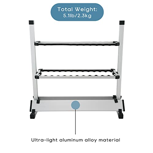 Weyleity Fishing Rod Rack, Fishing Rod Organizer,Portable Fishing Rod Holder For All Poles, Hold 12 Or 24 Rods,Aluminum Alloy Silver Black Rod Holder (24 Rods Rack) #TOP2