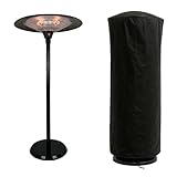 Tempo Style - Stufa Elettrica SATURNO | Fungo Riscaldante ad Infrarossi dal Design Elegante | Regolabile in altezza con Base Stabile e Struttura in Metallo | Ideale per Esterno/Interno (Nero)