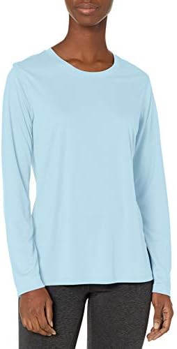 Hanes womens Sport Cool Dri Performance Long Sleeve T-shirt T Shirt, Light Blue, Medium US
