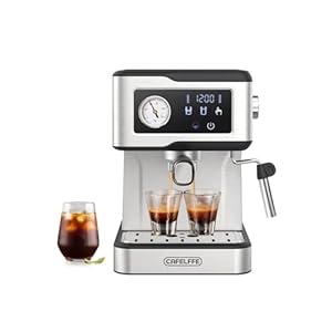 Espressokaffeemaschine mit Milchaufschäumer und Dampfer, Espressomaschine mit 20 Bar Pumpendruck, Espressomaschine mit LCD-Touchscreen für den Barista zu Hause oder die Latte-Cappuccino-Masch