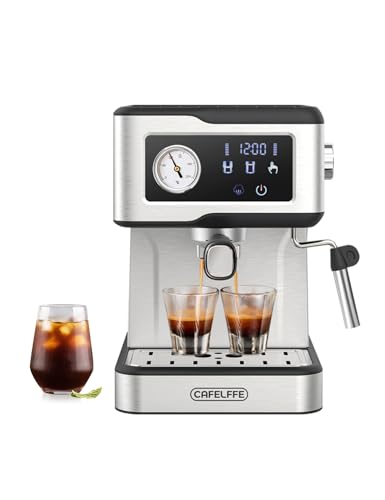 Espressokaffeemaschine mit Milchaufschäumer und Dampfer, Espressomaschine mit 20 Bar Pumpendruck, Espressomaschine mit LCD-Touchscreen für den Barista zu Hause oder die Latte-Cappuccino-Masch