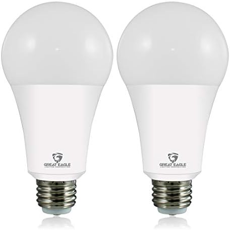 Great Eagle 50/100/150W Equivalent 3-Way A21 LED Light Bulb 2700K Warm White Color (2-Pack)
