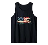 Este genial diseño vintage de camping para hombres, mujeres y niños con una autocaravana y la bandera de Estados Unidos es la idea de regalo perfecta para campistas patrióticos para el 4 de julio.