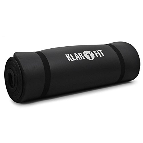 Klarfit Yogamatte Gymnastikmatte Fitnessmatte handlich & rollbar (190x80cm (blau) oder 190x60 (schwarz), Ø 15mm, Schaumstoff, pflegeleicht)