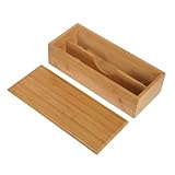Ciieeo Caja Organizadora Japonesa para Utensilios con Compartimentos y Tapa Soporte para Palillos Cucharas y Tenedores Caja de Almacenamiento Dividida para Cocina Restaurante y Buffet