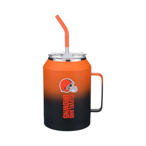The Memory Company Officially Licensed 50oz Ombre Water Jug with Handle and Straw, Cleveland Browns
