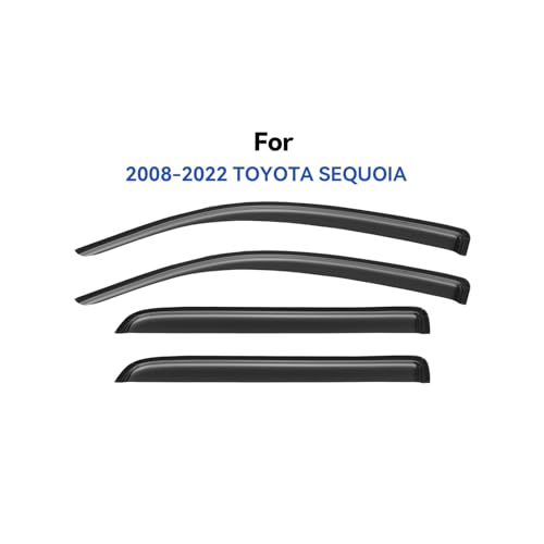 Image of Window Visors Rain Guards for 2008-2022 Toyota Sequoia, Out-Channel Window Vent Wind Deflectors Visors Shades for 08-22 Sequoia
