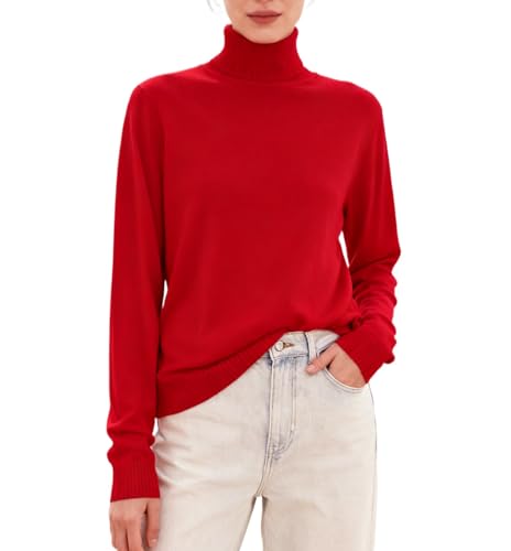 Image of Betusline Women's Turtleneck Sweater Soft Pullover Knit Sweater Tops for Women Fall Fashions