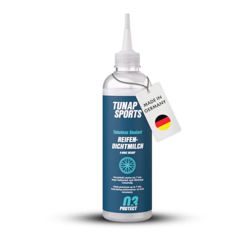 TUNAP SPORTS Reifendichtmilch 250 ml | Tubeless Sealant für MTB, Gravel, Rennrad & E-Bike | Verschließt Löcher bis 7 mm | Schnelle & einfache Anwendung | Zuverlässiger Pannenschutz
