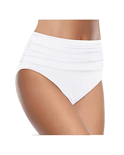 Image of Tempt Me Women's High Waisted Bikini Bottom Tummy Control Ruched Bathing Suit Swim Bottom