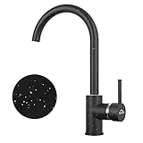Auralum Wasserhahn Küche Schwarz mit Sprenkeln, 360° Schwenkbar Küchenarmatur mit abnehmbaren Strahlreglern, Spültischarmatur Küche aus Messing mit hoher Auslauf