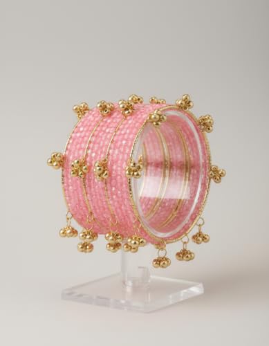 Image of Kashmiri Ghangharoo Glass Bangle Set for Women| Light Weight Bangles | Traditional Transparent Fancy Glass Chudi Set for Wedding, Party.