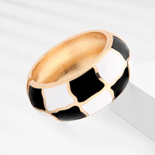 Image of wynameleri Modern Cloisonne Bracelet Geometric Enamel Cuff Bangles Hinged Bracelet Jewelry for Women Gift Box 184136