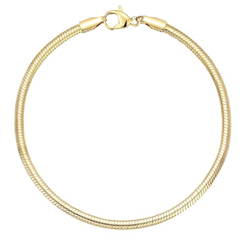Charm Bracelet 14K Gold Bracelet for Women 3mm Dainty Snake