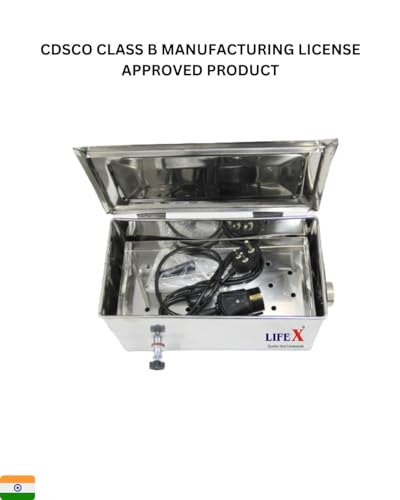 Image of LIFEX CDSCO Class B License Electric Instrument Sterilizer 14 inch x 6 inch x 6 inch with Accessories | Deluxe Stainless Steel | High-Quality Medical Sterilizer for Hospitals & Clinics | Ideal for Surgical Equipment Sterilization