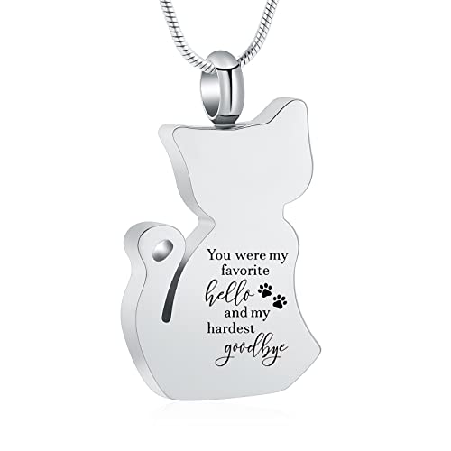 zeqingjw Cat Cremation Jewelry Urn Necklace for Ashes for Pet,Funeral Ashes Keepsake Urn Necklace Pendant Memorial Jewellery