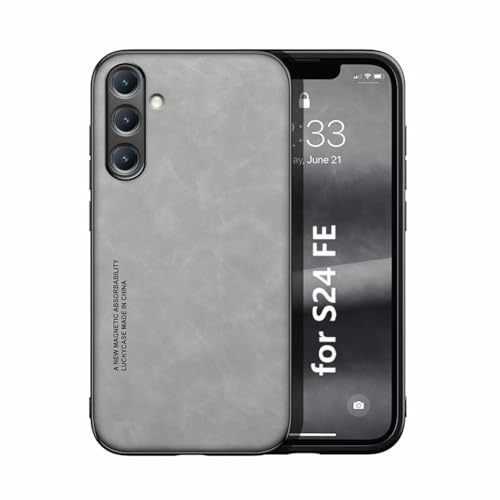 Kepuch Silklike Case for Samsung Galaxy S24 FE - Cover Bumper Built-in Metal Plate for Samsung Galaxy S24 FE - Gray