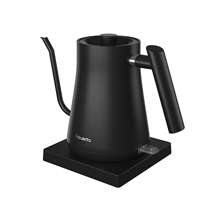 Gooseneck Electric Kettle Fabuletta Pour Over Tea Kettle & Coffee Kettle 100% Stainless Steel BPA Free Electric Kettle 1500W Quick Heating 1L French Press for Family Matte Black
