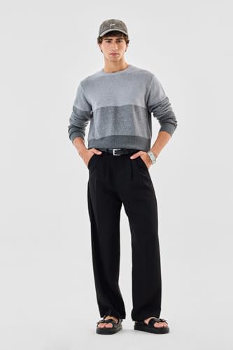 Image of SNITCH Men's Sweater | Gradient Textured Knit Crew Neck Pullover Breathable Cotton for Stylish Casual & Winter Wear & Everyday Fashion