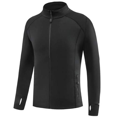 Smatstyle Chaqueta Deportiva Hombre Chaqueta Cortavientos Ligera Bolsillos con Cremallera Jacket Manga Larga con Agujeros para Los Pulgares Secado rápido Transpirable Correr Ciclismo Gym