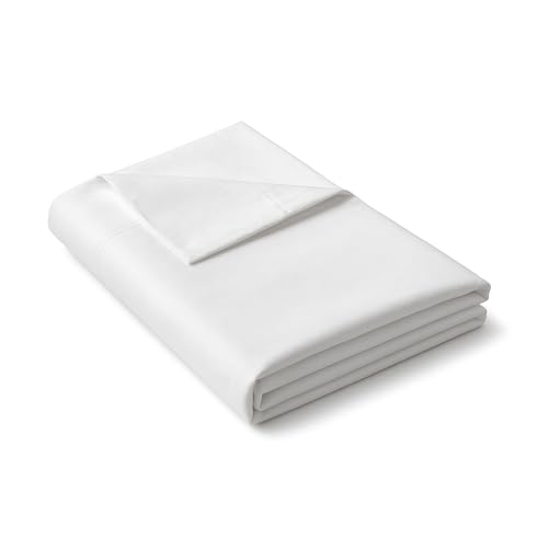 Image of White Queen Flat Sheet Only, Soft 100% Cotton Top Sheets | Sateen Weave 1 Piece Cool & Breathable Luxury Hotel Quality Bed Sheets, Extra Soft and Comfy - Wrinkle Free Bedsheet