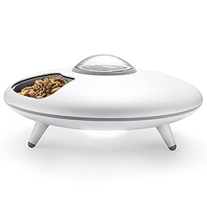 IPettie UFO Automatic Cat Feeder with Night Light Programmable Timer 6 Meal Automatic Pet Feeder with Stand Voice Recorder for Cat and Dog 6 x 1 Cup Capacity