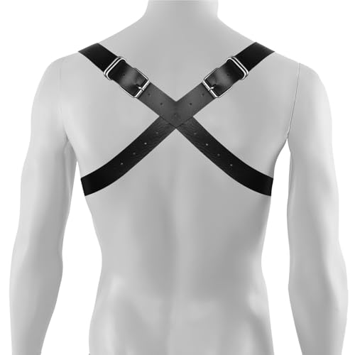 Men Punk Leather Belts Body Chain Waist Belt Goth Bondage Lingerie BDSM Lingerie Harness Garter Belts Bodysuit Accessories(Red)3