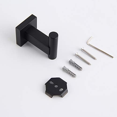 Miniatura 8 de GERZWY Gancho para ropa de baño, color negro mate, SUS 304, de acero inoxidable, para baño, cocina, garaje, resistente, contemporáneo, estilo hotel,