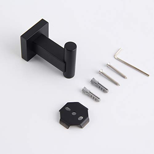 Gerzwy Bathroom Matte Black Coat Hook Sus 304 Stainless Steel Single Towel/Robe Clothes Hook For Bath Kitchen Garage Heavy Duty Contemporary Hotel Style Wall Mounted 2 Pack Dg1407-Bk #TOP6