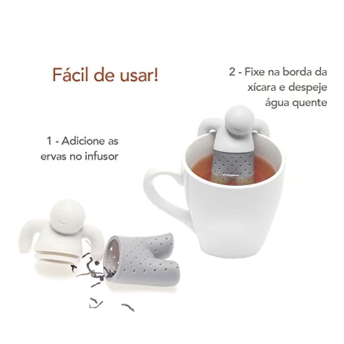 Infusor de Cha Boneco Reutilizavel Silicone Rosa Verde 2un