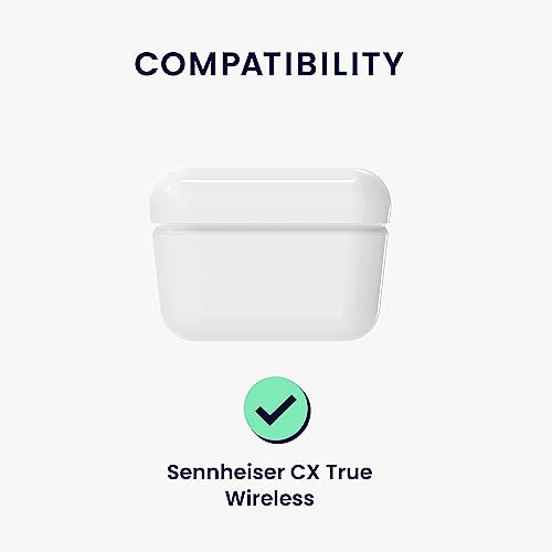 Image of Silicone Case Cover Compatible with Sennheiser Sport True Wireless /CX True Wireless /CX Plus /CX Plus SE Earbuds - with Aluminium Hook (Earbuds & Charging Case Excluded) (White)
