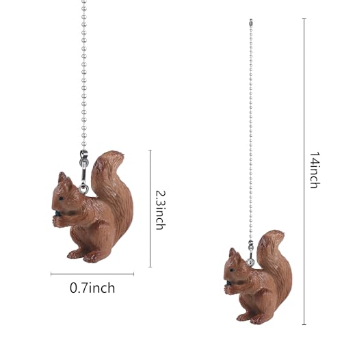Image of Squirrel Ceiling Fan Pull Chain,Cute Realistic Squirrel Animal Fan String Pulls Charm Extension Decorative,12in 3mm Diameter Beaded Fan Light Pull Chains Extender Ornaments for Kids Room