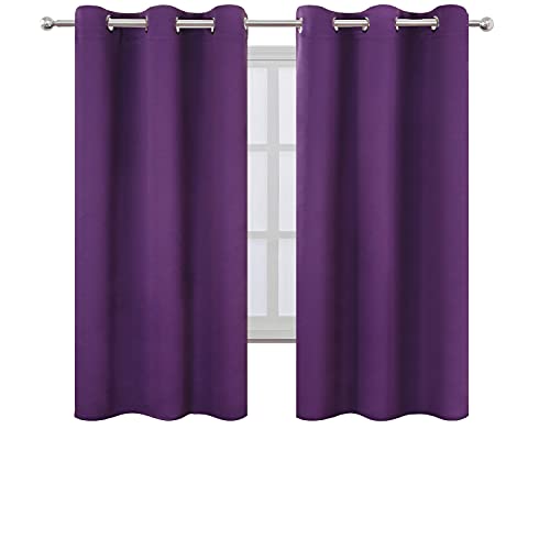 Image of LEMOMO Purple Blackout Curtains /42 x 63 Inch /Set of Two Panels Grommet Bedroom Curtains
