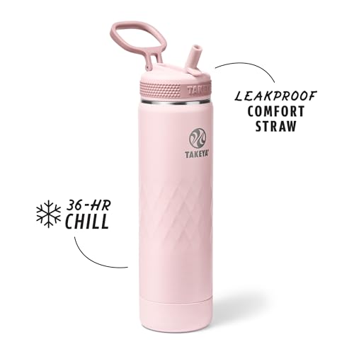 Takeya Sport Insulated Water Bottle with Straw Lid (22 oz, Peony) - Triple Wall, Leakproof, Stainless Steel Water Bottle for Gym & Outdoor Use by Takeya - Used condition - Image 2