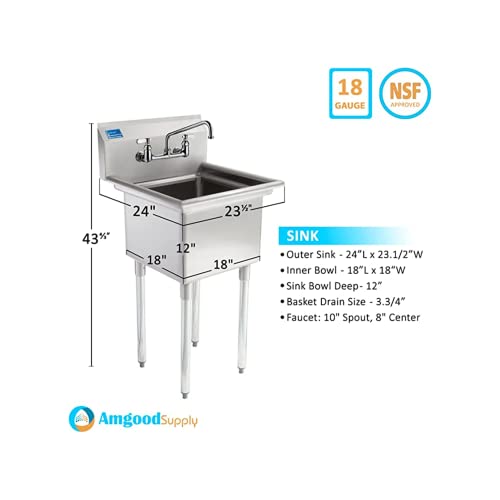 Stainless Steel One Compartment Laundry Utility Room Mop Sink With Faucet - Nsf #TOP1