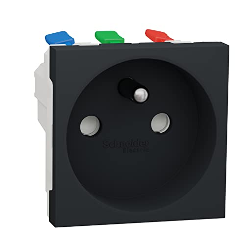 Schneider Electric - Unica - prise 2P+T - FR - 90° - raccord rapide travers - Anthracite - méca seul - NU305954