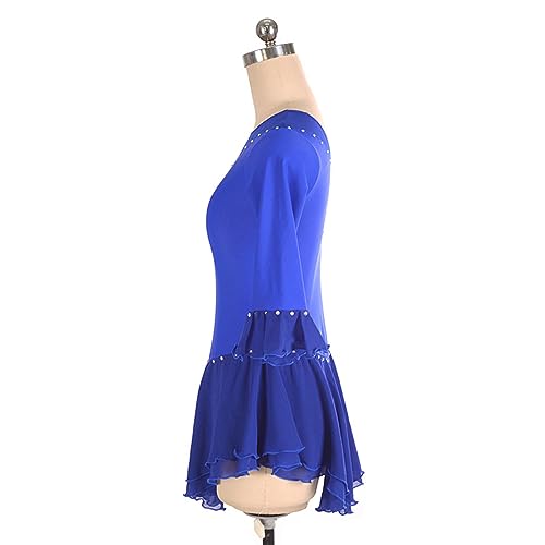 Vestido de Patinação Artística, Simples Malha de Strass Mangas Curtas Competição de Patinação Artíst
