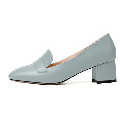Image of MODENCOCO Womens Square Toe Slip On Comfortable Casual Matte Work Chunky Low Heel Loafers Shoes 2 Inch