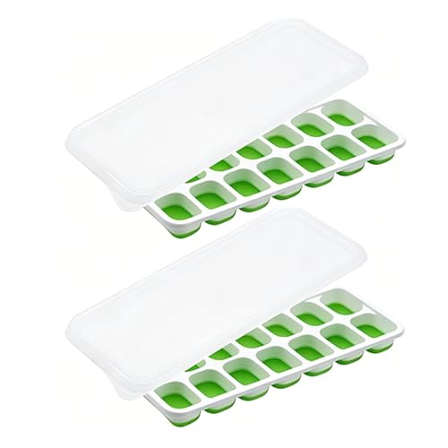 2 Packs de Moldes para Cubitos de Hielo de Silicona con Tapa miniatura 1