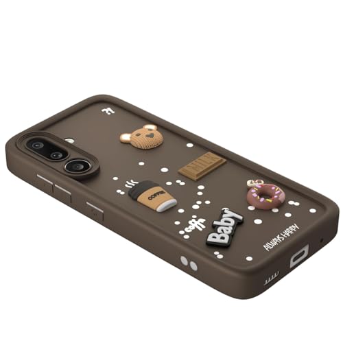 Image of Bintage Ball Bear| Donut| Milk Cake| Baby| Coffee Rubber Case Camera Protection Back Cover Compatible for Samsung Galaxy F56 5G - Brown