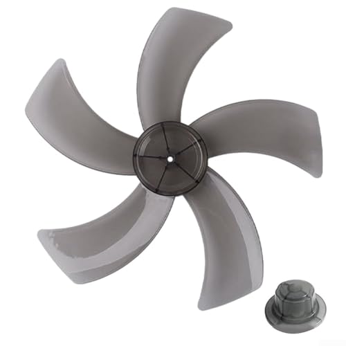 Eawfgtuw Hoja de ventilador de plástico de 12 pulgadas, pieza de repuesto de 5 hojas, accesorios de ventilador de escritorio con cubierta de tuerca para ventilador de pie, ventilador de mesa de
