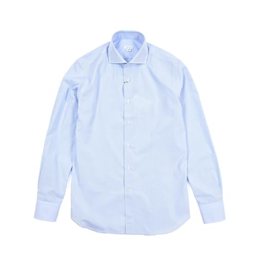 【2025-26年 秋冬 [オリアン] ORIAN Extra Slim Fit ドレスシャツ ワイシャツ ホリゾンタルカラー 長袖 オールシーズン メンズ コットン 100% ストライプ ブルー [43] [並行輸入品]