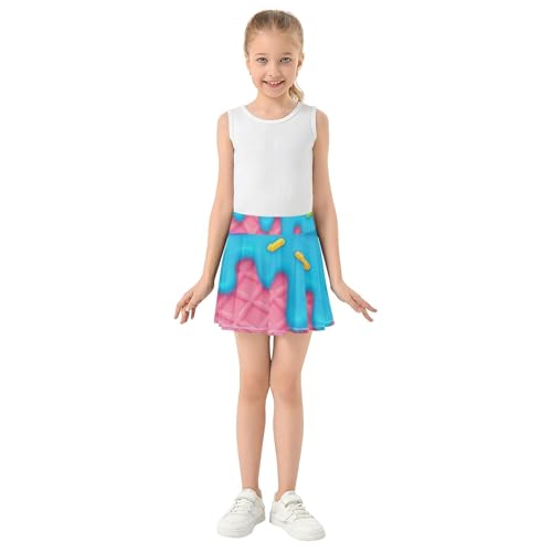 Joisal Tennis Skirts for Kids Pink Waffle Blue Colorful Sprinkles Athletic Shorts for Girls Skorts Cute Comfy School 4t3