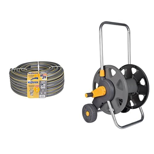 Tuyau 50 m diam 19 mm Tricoflex Ultramax et dévidoir chariot Hozelock