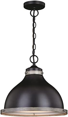 VAXCEL Sheffield 1L 15-in. W Dark Bronze and Gray Farmhouse Dome Pendant Light