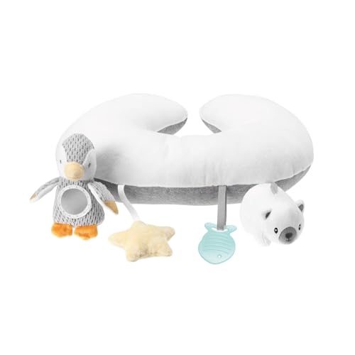 Nuby Petit Pinguin Tummy Time - Coussin interactif pour bébé | Gris | Convient dès la Naissance