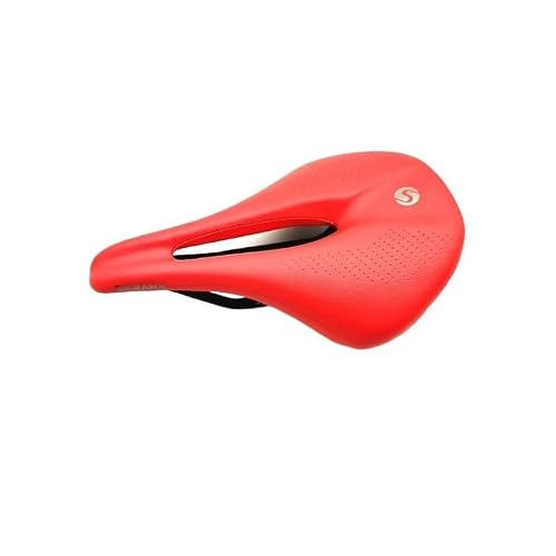 VFdthR Bike Seat Full Carbon Fiber Bicycle MTB Road Bike Saddles Hollow Mountain Saddle Seat Cushion Comfortable Ultra Light 140g(Red 155mm)