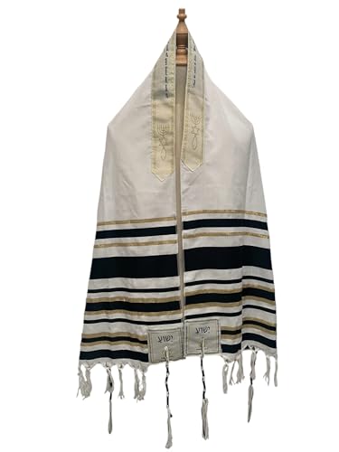 Black and Gold Stripes Messianic Tallit Talit Prayer Shawl 22"x72" with matching Bag3
