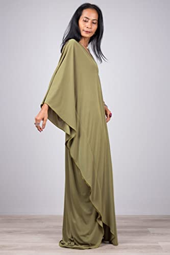 Image of RanRui Caftans for Women Solid Color Chiffon Plus Size Kaftan Dresses Beach Cover Up V Neck Batwing Sleeve Caftans Loungewear